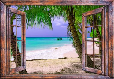 Deniz manzaralı güzel yaz mevsimi Karayip Dominik Cumhuriyeti