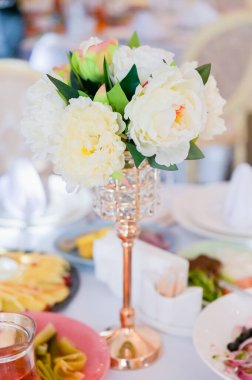 festively beautifully laid table in a restaurant for an event 