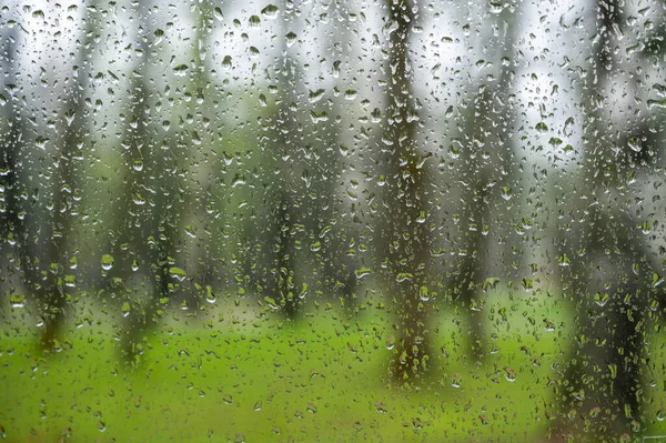 Gocce Pioggia Vetro Con Uno Sfondo — Foto Stock