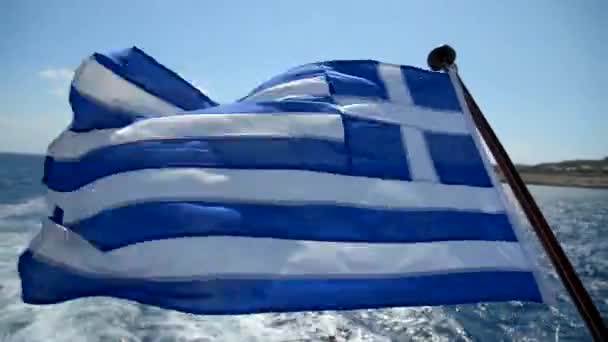 Bandeira da Grécia no navio — Vídeo de Stock