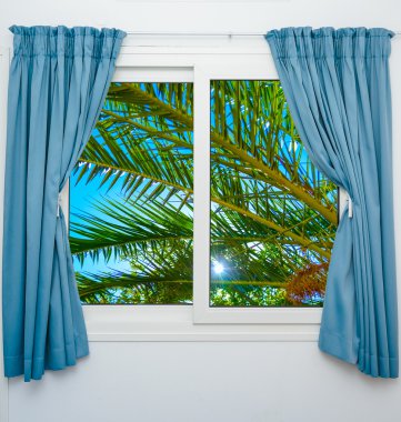 window view of the sea palm clipart