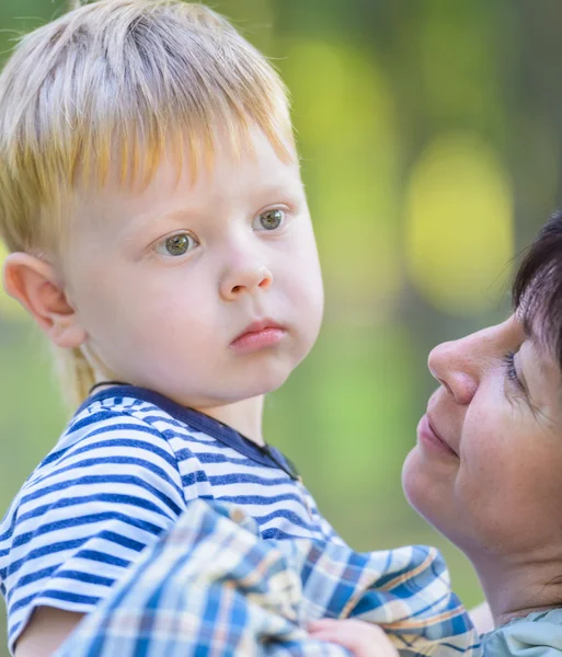 Grandmother with her grandson one family — Stock Photo, Image