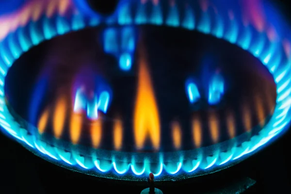 Kitchen gas burner flame — Stock Photo, Image