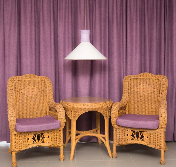 Furniture on a background of curtains — Stock Photo, Image