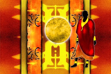 Afrikalı etnik retro-klasik illüstrasyon