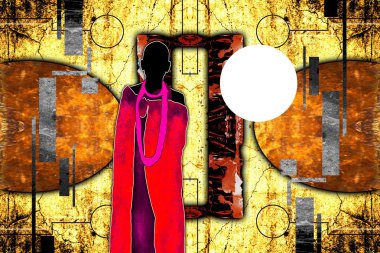 Afrikalı etnik retro-klasik illüstrasyon