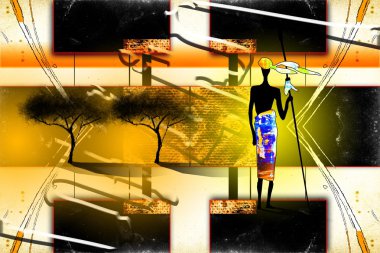 Afrikalı etnik retro-klasik illüstrasyon