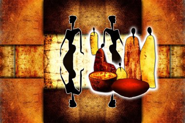 Afrikalı etnik retro-klasik illüstrasyon