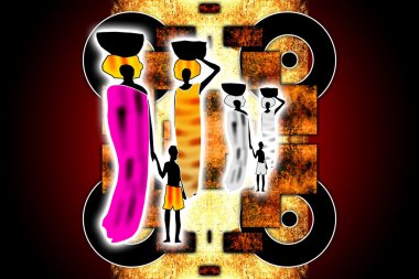 Afrikalı etnik retro-klasik illüstrasyon