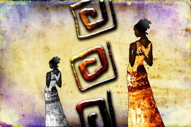 Afrikalı etnik retro-klasik illüstrasyon