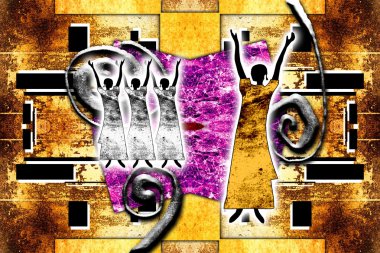 Afrikalı etnik retro-klasik illüstrasyon