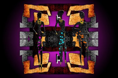 Afrikalı etnik retro-klasik illüstrasyon