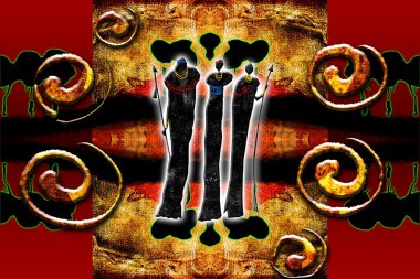 Afrikalı etnik retro-klasik illüstrasyon