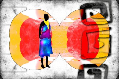 Afrikalı etnik retro-klasik illüstrasyon