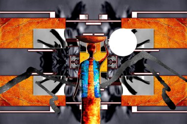 Afrikalı etnik retro-klasik illüstrasyon