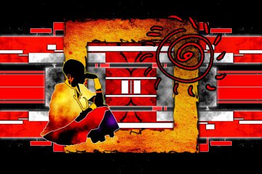 Afrikalı etnik retro-klasik illüstrasyon