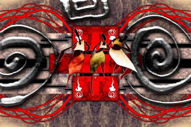 Afrikalı etnik retro-klasik illüstrasyon