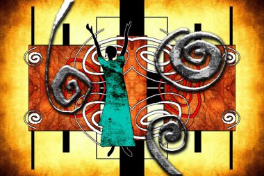 Afrikalı etnik retro-klasik illüstrasyon