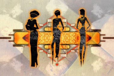 Afrikalı etnik retro-klasik illüstrasyon