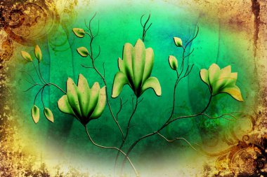 Vintage çiçek sanat illüstrasyon