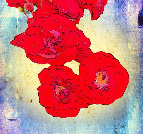 Fond vintage avec illustration d'art fleur — Photo