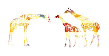 Zürafa izole üzerinde beyaz arka plan bayrak