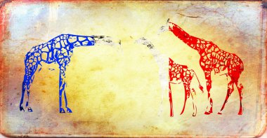 Zürafa üzerinde yalıtılmış bağbozumu arka plan bayrak