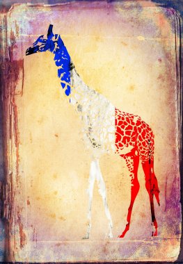 Zürafa üzerinde yalıtılmış bağbozumu arka plan bayrak