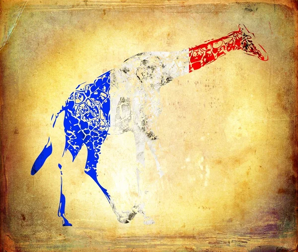 Zürafa üzerinde yalıtılmış bağbozumu arka plan bayrak — Stok fotoğraf