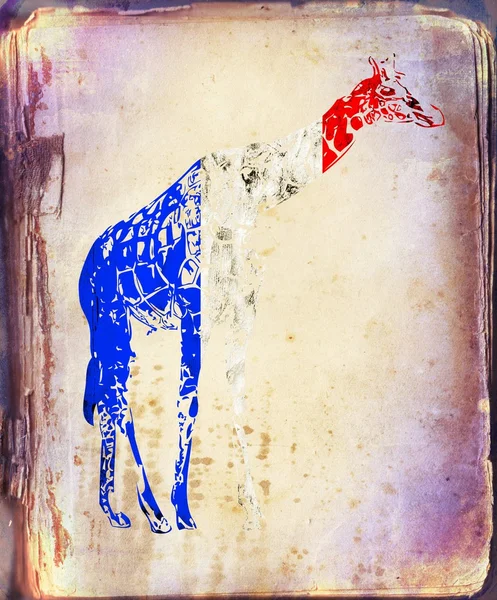 Żyrafa Flaga na białym tle na tło vintage — Zdjęcie stockowe