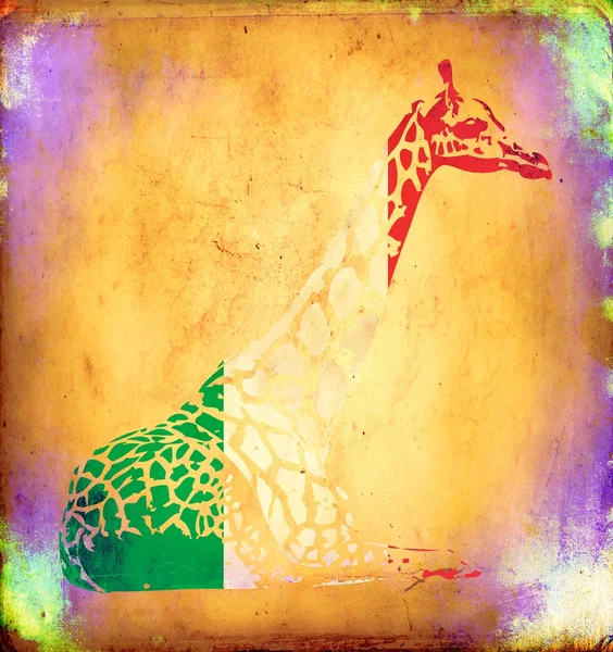 Drapeau girafe isolé sur fond vintage — Photo