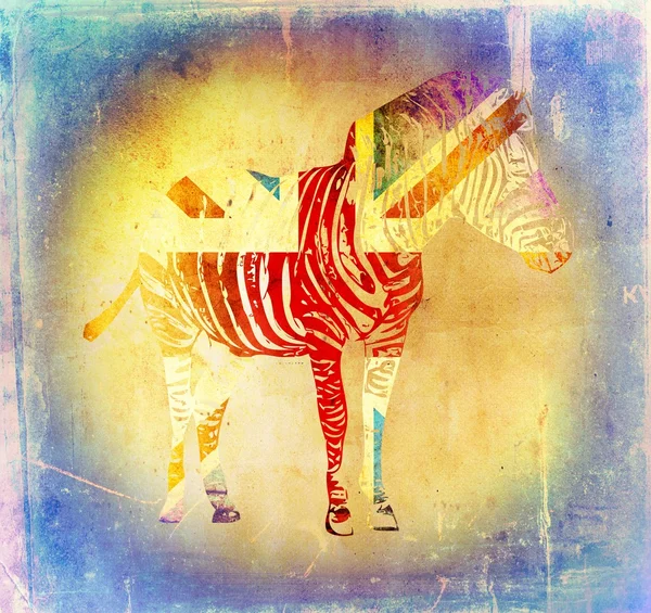 Zebra vlag geïsoleerd op vintage achtergrond — Stockfoto