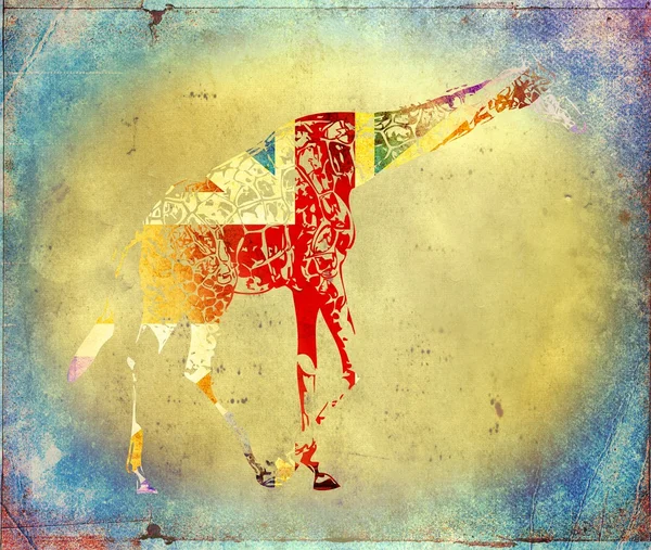 Giraffe vlag geïsoleerd op vintage achtergrond — Stockfoto