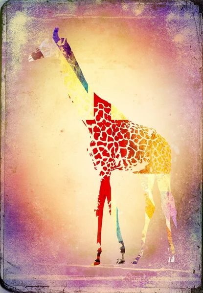 Drapeau girafe isolé sur fond vintage — Photo