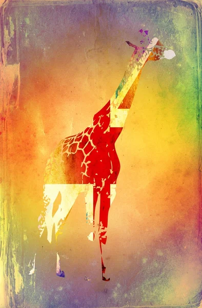 Drapeau girafe isolé sur fond vintage — Photo