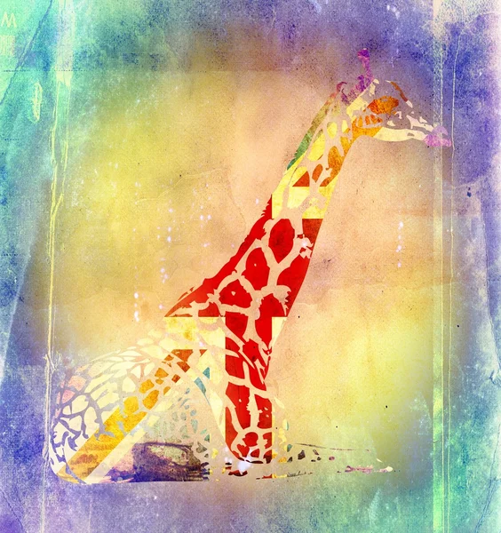 Giraffe vlag geïsoleerd op vintage achtergrond — Stockfoto