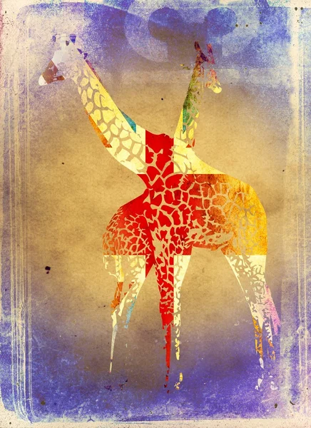 Drapeau girafe isolé sur fond vintage — Photo