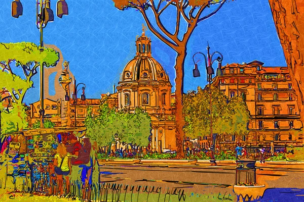 Rome Italië kunst illustratie — Stockfoto