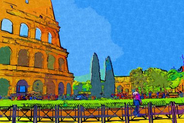 büyük Antik Roma - coloseum, retro tarzı sanat