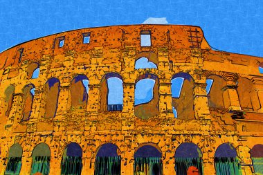 büyük Antik Roma - coloseum, retro tarzı sanat