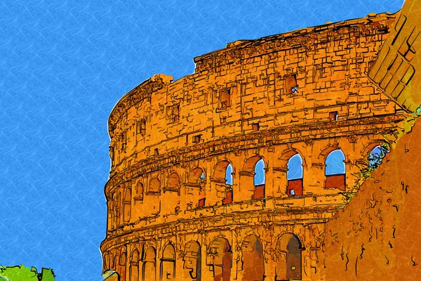 Большой античный Рим - Колизей, произведения искусства в стиле ретро — стоковое фото