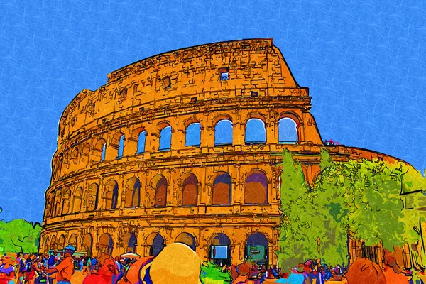 Velký starožitný Řím - coloseum, kresbu v retro stylu — Stock fotografie