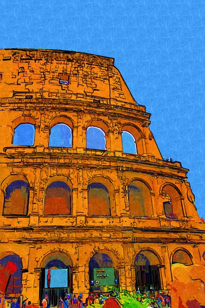 Μεγάλη παλαιά Ρώμη - coloseum, έργα τέχνης σε στυλ ρετρό — Φωτογραφία Αρχείου