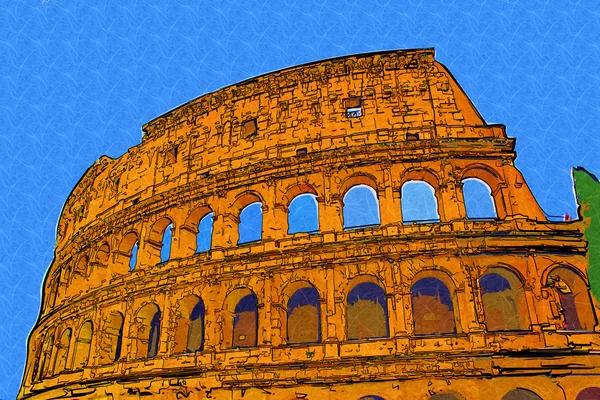 Grote antieke rome - coloseum, illustraties in retro stijl — Stockfoto