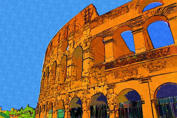 Grote antieke rome - coloseum, illustraties in retro stijl — Stockfoto