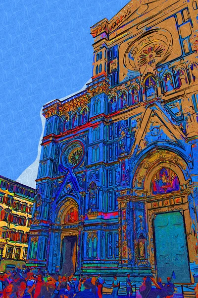 Florence Itálie umění ilustrace — Stock fotografie