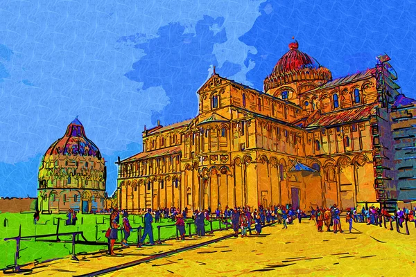 Pisa Italy art illustration