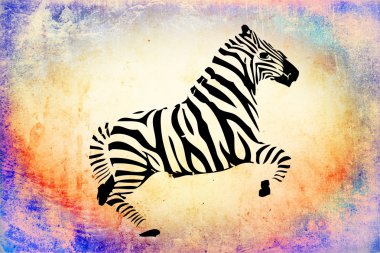 Antika arka plan illüstrasyon izole zebra.