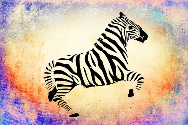 Zebra isolerad på vintage bakgrund illustration. — Stockfoto