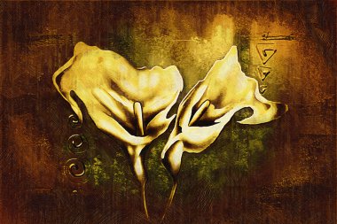 Vintage Yağlıboya Resim Sanat çizim çiçek